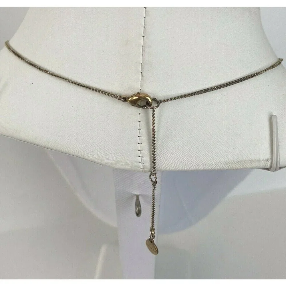 Stella & Dot Avalon Necklace Gold Tone Crescent Pendant Open Work Adjustable